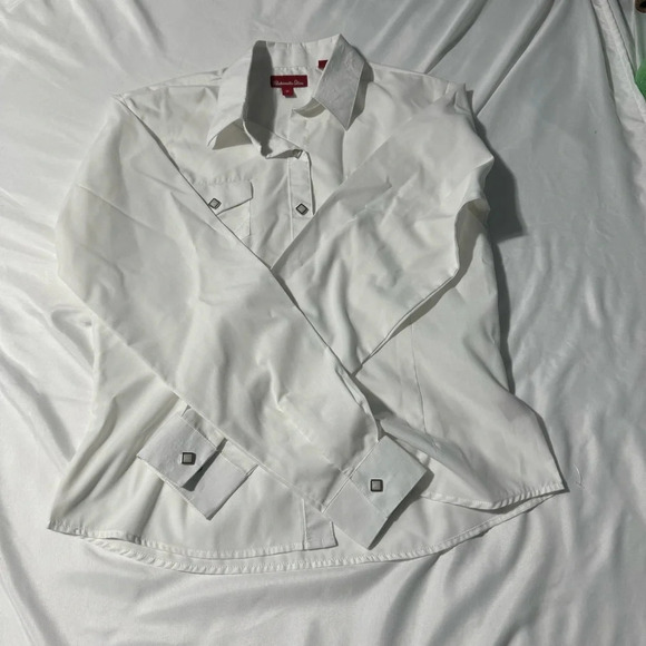 Panhandle Slim Tops - Panhandle Slim Western Snap Down Shirt White Square Pearl Looking  Snaps Medium